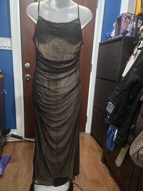 Rita Ora X Primark Sheer Black Over Nude Lace Slip Dress, Med- Limited Edition